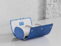 Etier Gusto Double Watch Roll Blue Ostrich Leather
