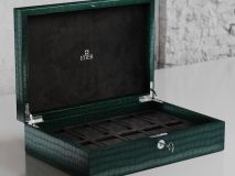 Etier Zegato Ten Watch Case Green Crocodile Leather