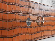 Etier Tempo Four Watch Case Tan Crocodile Leather