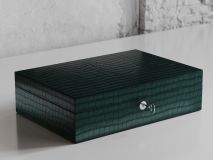 Etier Zegato Ten Watch Case Green Crocodile Leather