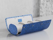 Etier Gusto Triple Watch Roll Blue Ostrich Leather