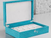 Etier Watch Rolls & Case Aqua Ostrich Leather Set