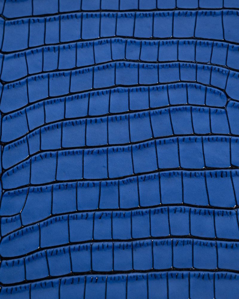 Etier Verdi Double Watch Roll Blue Crocodile Leather