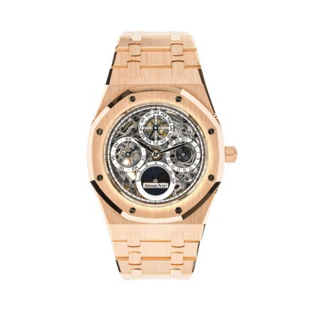 Audemars Piguet Rose Gold Skeletonized Perpetual Calendar Moon Phase Royal Oak