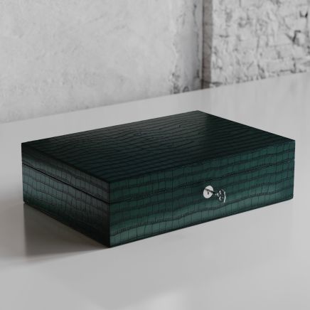 Etier Zegato Ten Watch Case Green Crocodile Leather